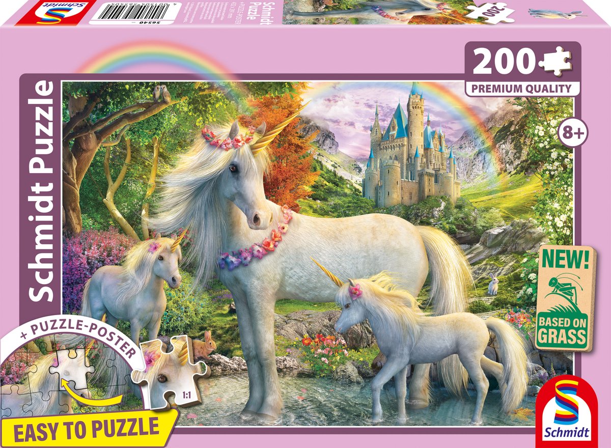 Schmidt - puzzle - jument licorne avec deux poulains - 200 pièces - enfants - à partir de 8 ans