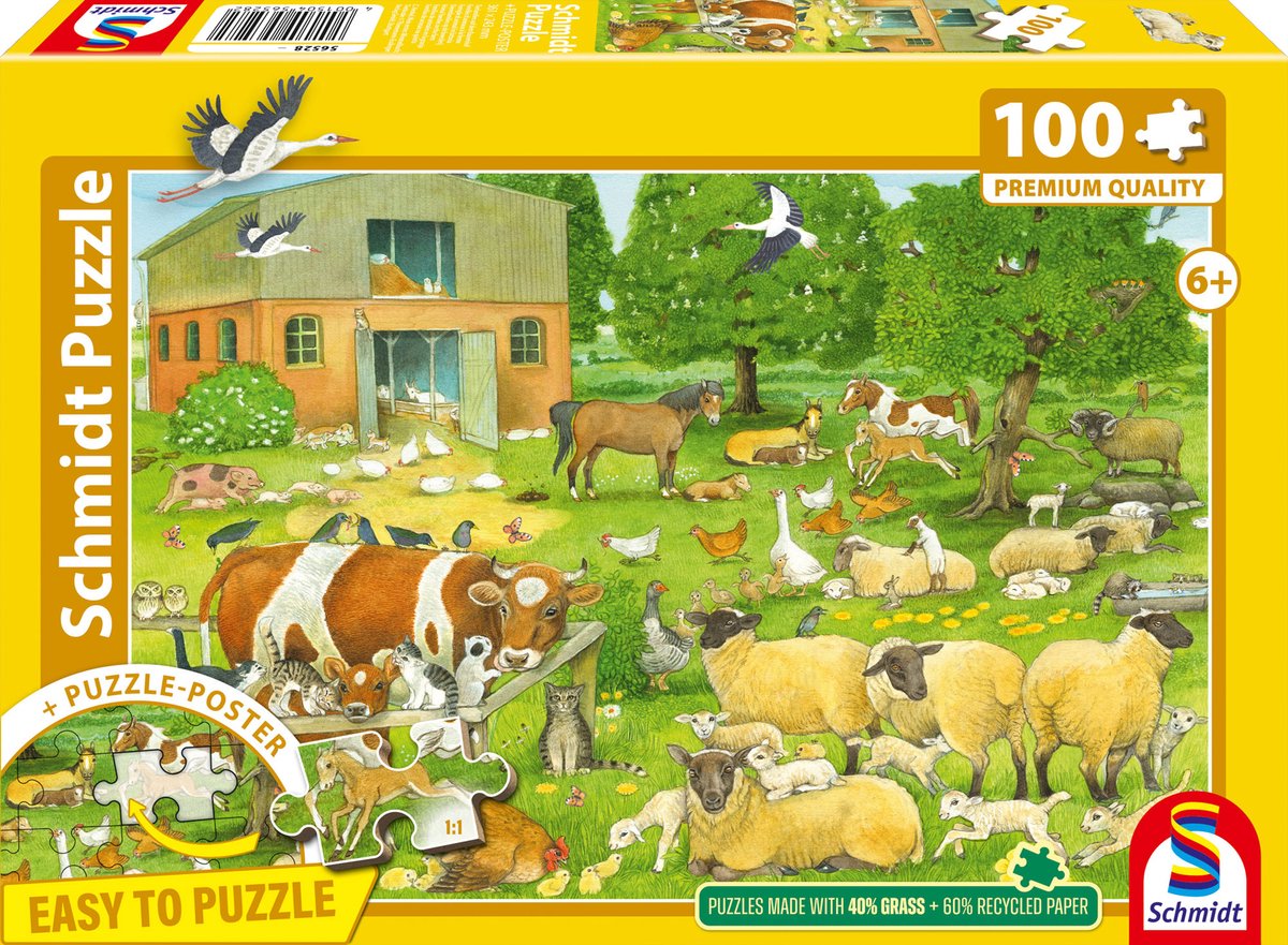 Schmidt - puzzle - animaux de la ferme bébés - 100 pièces - enfants - à partir de 6 ans
