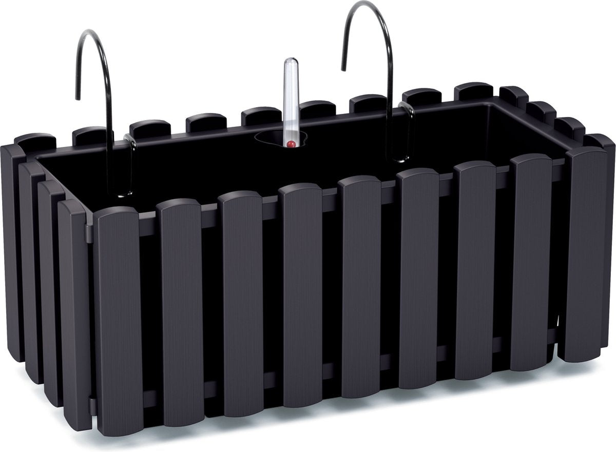 Prosperplast Jardinière à fleurs aspect clôture - plastique - 38 x 18 x 16 cm - anthracite - suspendue - pour l'intérieur et l'extérieur
