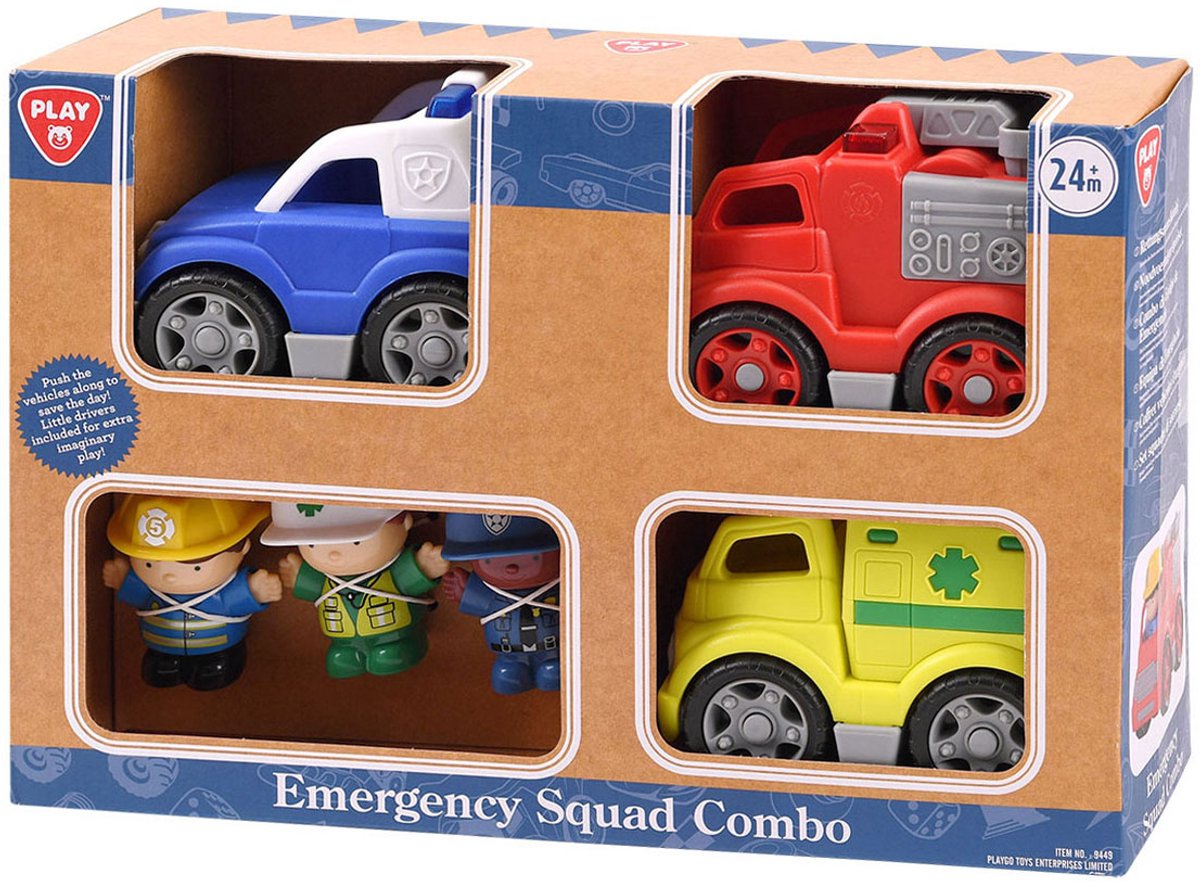 Véhicules de service d'urgence Playgo avec figurines - 6 pièces.