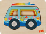 Voiture puzzle en bois Goki, 5 pcs.