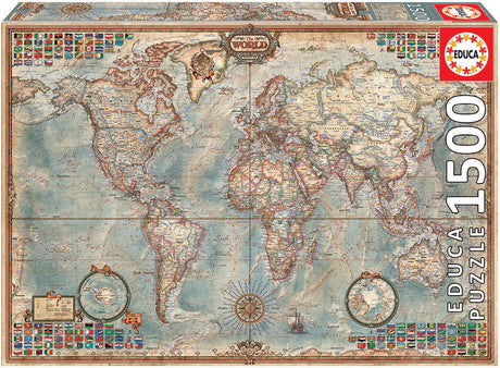 Educa - puzzle - 1500 pièces - carte du monde politique