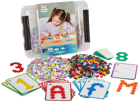 Boîte de rangement de base Plus-Plus ABC 123 - 3923 - jouets de construction - jouets de construction - set de 2000 blocs de construction - à partir de 5 ans