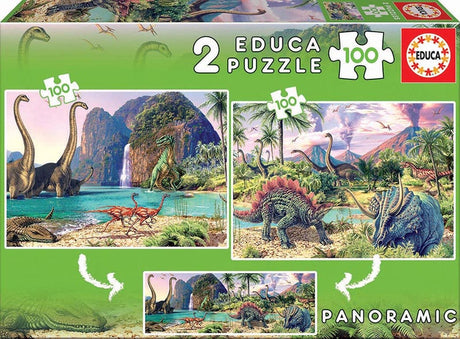 Educa - puzzle - 2 x 100 pièces - dinosaures