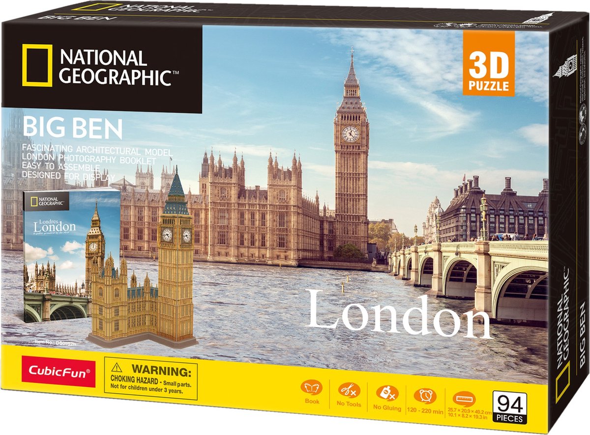 Puzzle 3D amusant et cubique, Big Ben, National Geographic