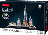 Puzzle 3D cubique amusant City Line Dubai avec éclairage LED