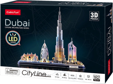 Puzzle 3D cubique amusant City Line Dubai avec éclairage LED
