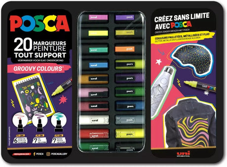 Posca uni marqueur de peinture valise couleurs groovy 20 pièces