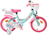 Vélo enfant Volare licorne - filles - 14 pouces - vert - deux freins à main