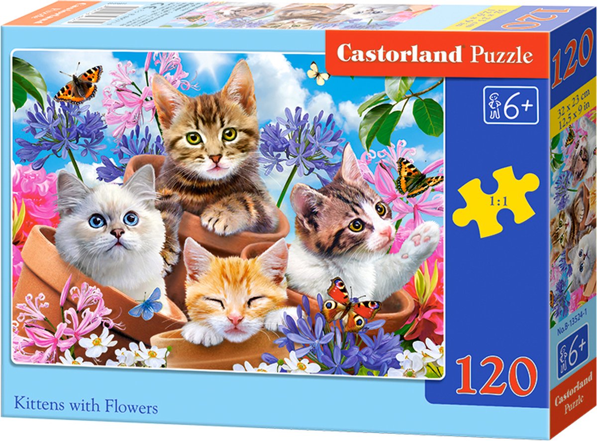 Castorland chats avec fleurs - puzzle 120 pièces