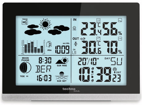 Station météo Technoline - ws 6762 - 158x113x40mm - noir argent - avec 1 capteur extérieur 30m - tl-ws6762