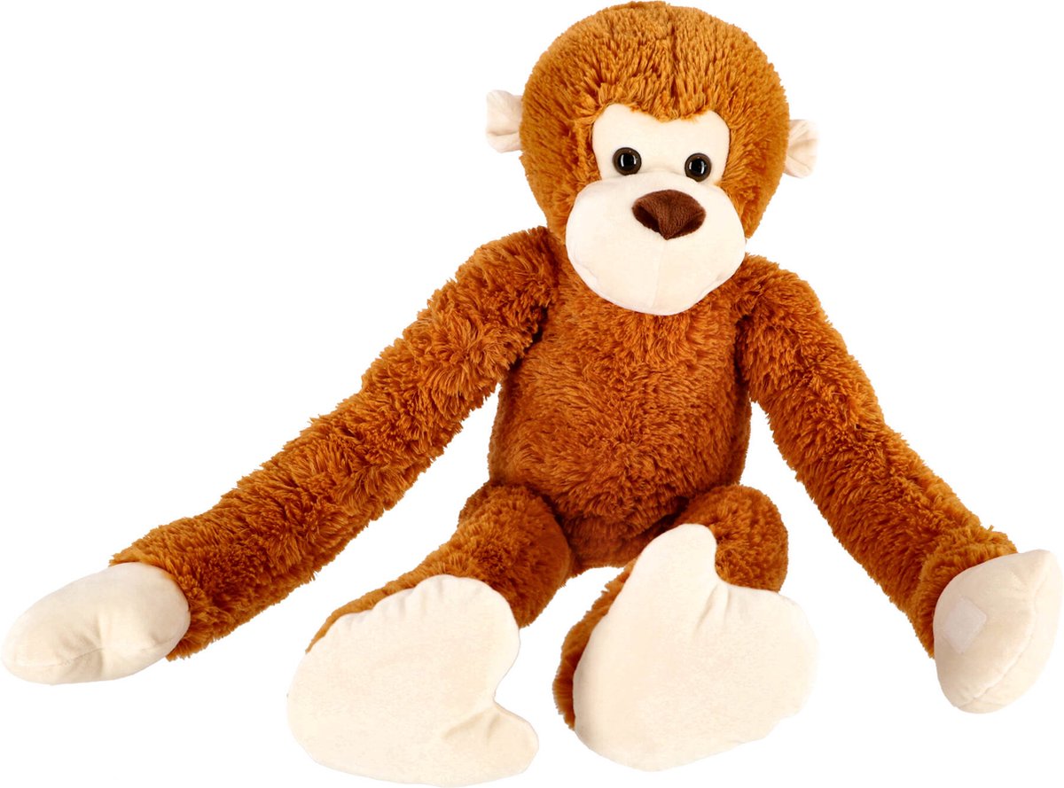 Pluchiez peluche singe à bras longs 80 cm marron
