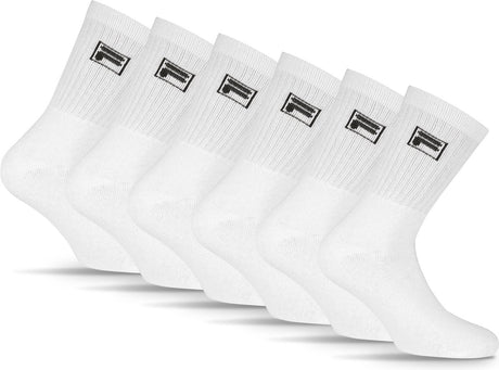 Fila chaussettes de sport de tennis petit logo - taille 35 38 - paquet de 6 - blanc