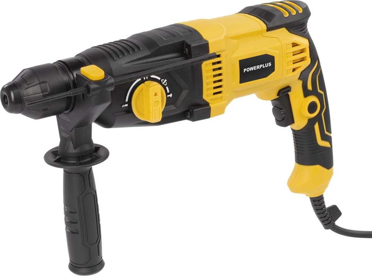Marteau de démolition électrique Powerplus POWX11700 - Puissance 1050 W et force d'impact 3,5 Joules - 5100 coups par minute - burins pointus et forets inclus - SDS Plus