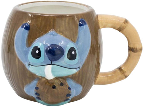 Tasse 3D Stor Stitch dans un coffret cadeau en noix de coco 420 ml bleu