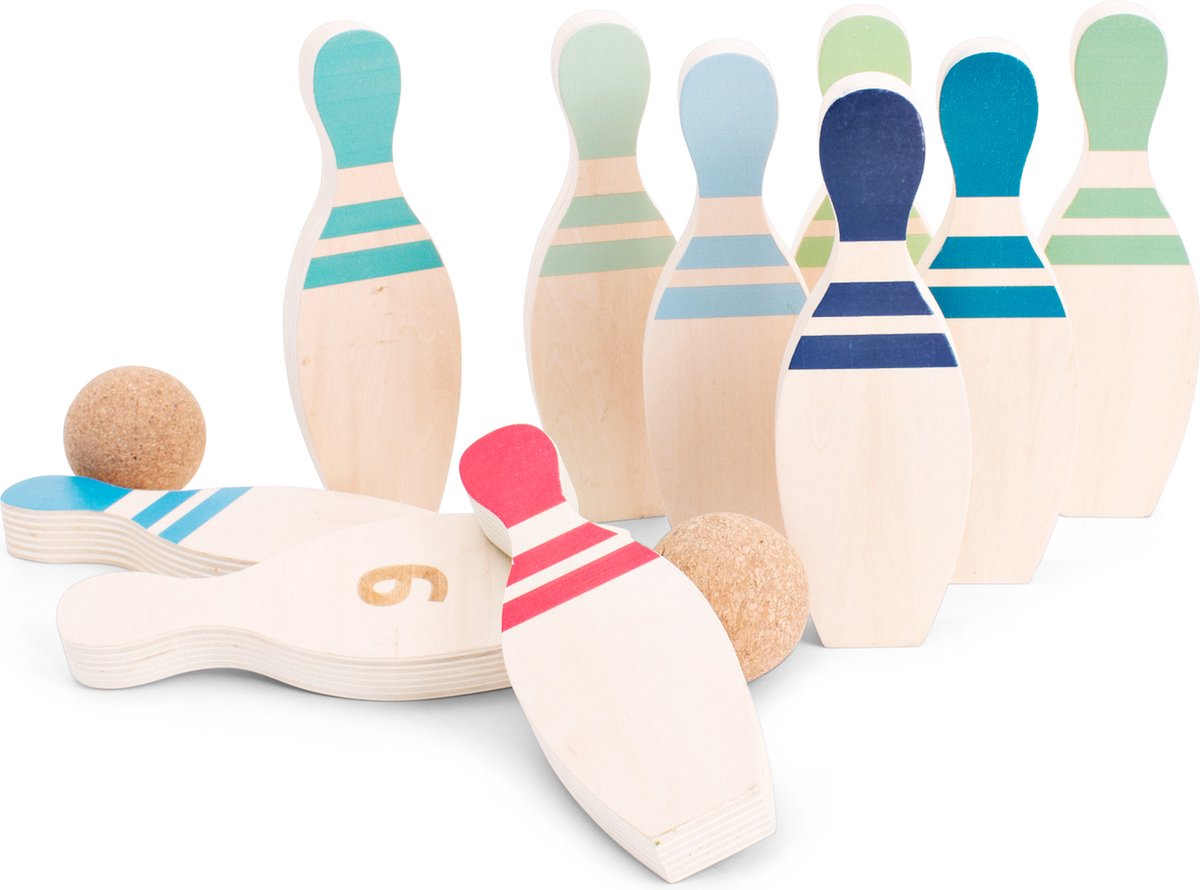 Jeu de quilles en bois BS Toys, 12 pièces.