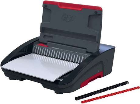 Relieuse électrique Gbc combbind® cb25e - peignes de reliure en plastique - 450 feuilles - noir rouge