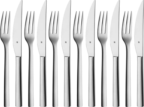 Couverts à steak WMF nuova - 12 pièces - acier inoxydable - pour steaks et viandes grillées