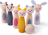 Jouets Simply Scandi Bigjigs - Jeu de quilles 'Animaux de la forêt' - Jouets en bois - Jeu de quilles en bois - 7 pièces