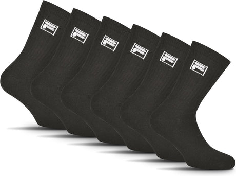 Fila chaussettes de sport de tennis petit logo - taille 35 38 - paquet de 6 - noir
