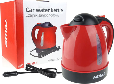 Bouilloire pour camion Amio - rouge - 24v 300w - chaudière à eau pour camion camping-car - convient uniquement aux véhicules 24v