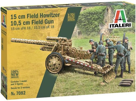 Maquette Italeri véhicules militaires - 7082 obusier de campagne de 15 cm, canon de campagne de 10,5 cm en plastique - 1:72 - modélisme