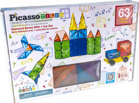 Selecta picassotiles série diamant - tuiles de construction magnétiques - 63 pcs.