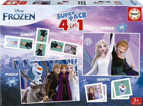 Educa borras educa - puzzle + jeu éducatif - super pack 4 en 1 la reine des neiges