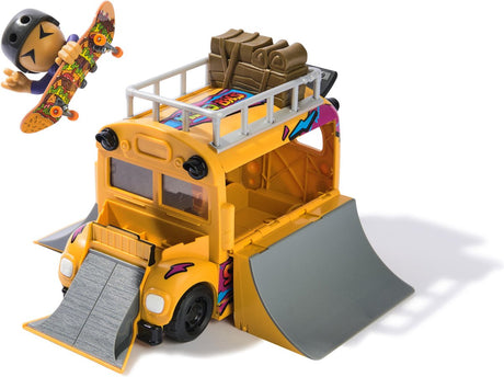 Tech Deck Sk8 Crew - Bus Ultra Sk8 transformable 2 en 1 avec rangement, skateboard à doigts et figurine