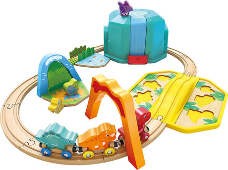 Hape dinosaure voie ferrée en bois dans une boîte de rangement - - à partir de 18 mois