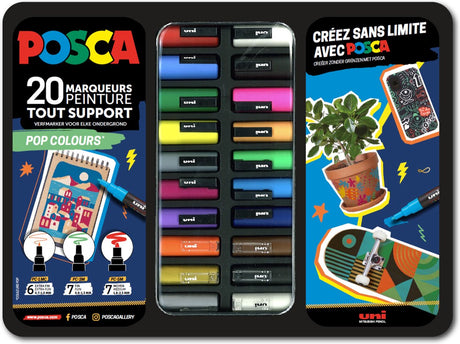 Posca uni marqueur de peinture valise couleurs pop 20 pièces
