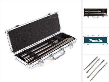 Accessoires Makita Jeu de 4 burins SDS Max : pointe, plat dans un coffret en aluminium D-42466 - D-42466