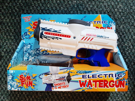 Sun Fun Water Gun Electric avec bouteille de bleu blanc, 18 cm