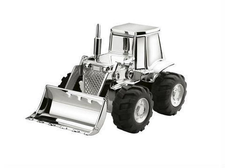 Zilverstad - tirelire tracteur, argenté