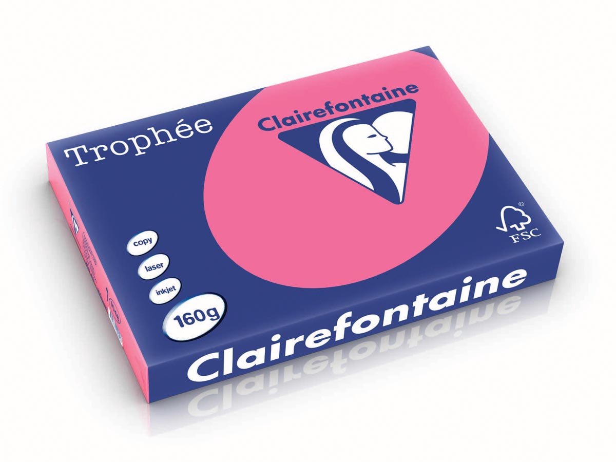 Clairefontaine trophée intense a3 fuchsia 160 g 250 feuilles