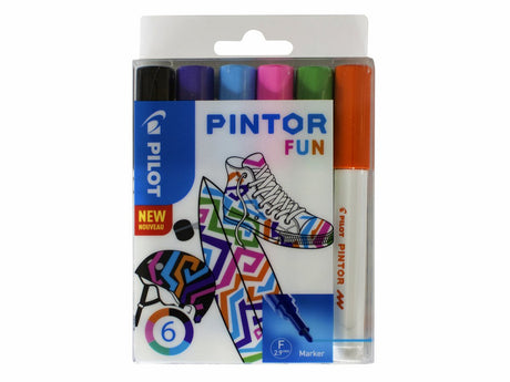Pilot pintor fun surligneur 6 pièce(s) noir, bleu clair, citron vert, orange, rose, violet stylo bille