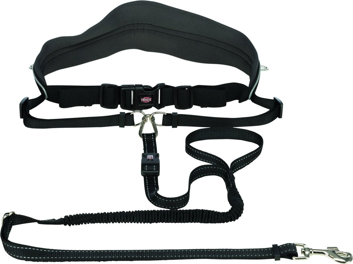 Trixie ligne de marche avec ceinture de hanche mains libres - ceinture - 120 cm x 12 cm - noir