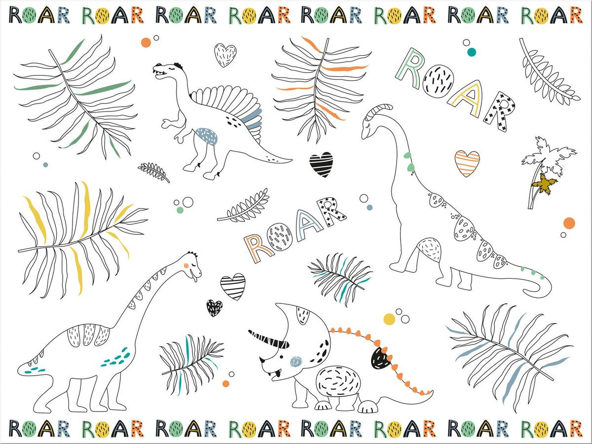 Folat bv set de table à colorier dinosaure rugit, 6 pcs.