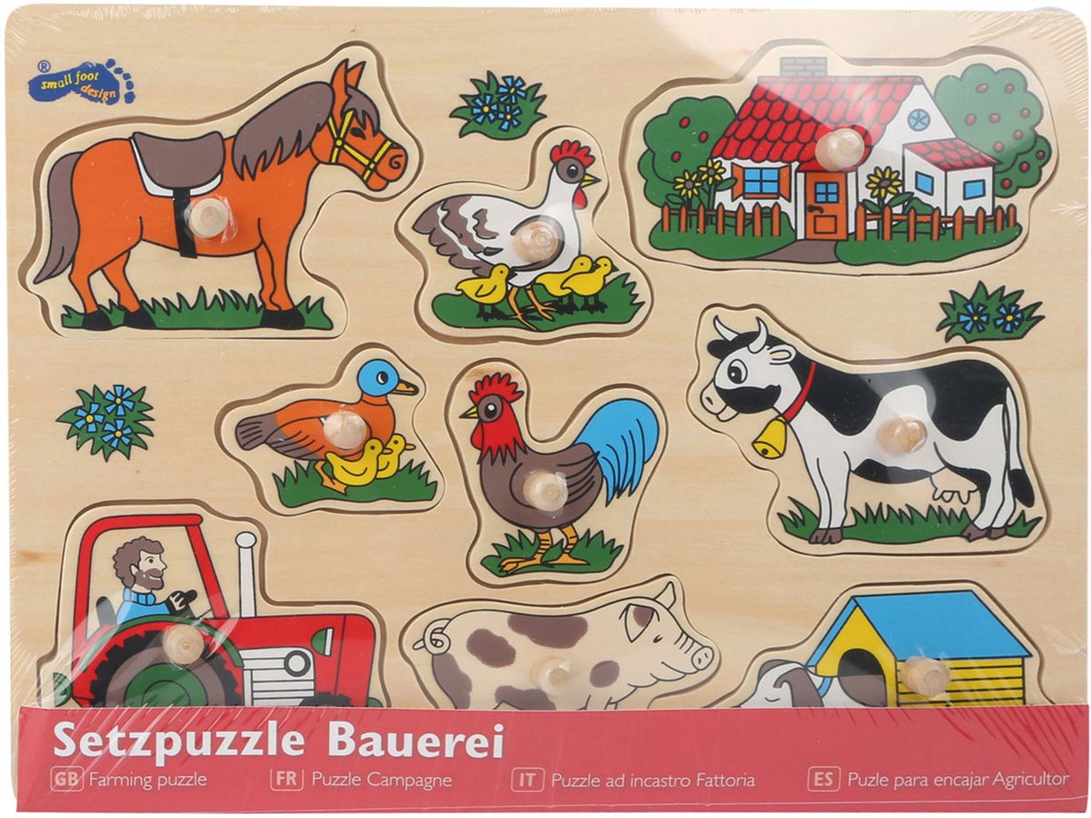 Small foot - ferme de puzzles en bois, 9 pcs.