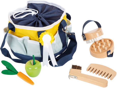 Small foot - set de soins pour chevaux en bois avec sac, 8 pièces.