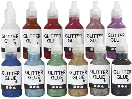 Creativ Company glitter glue various colors, 12x25ml