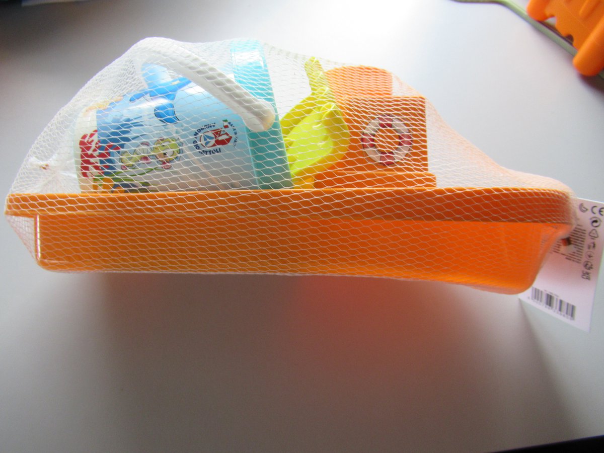 Androni happy fish seau set 4 pièces – orange avec imprimé poisson