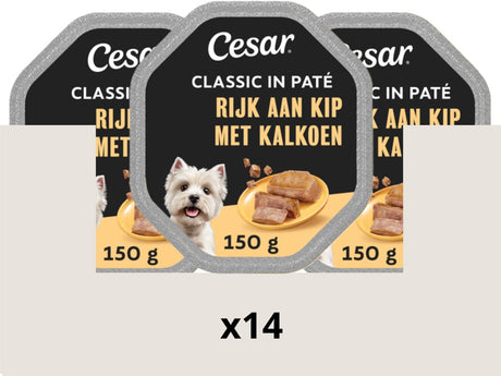 Nourriture pour chien Cesar - classique - poulet en pâté - barquettes repas 14x150g