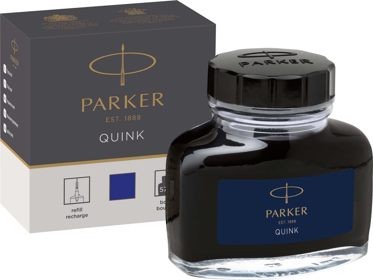 Bouteille d'encre pour stylo plume Parker | encre bleue quink | 57 ml d'encre d'écriture pour stylo plume