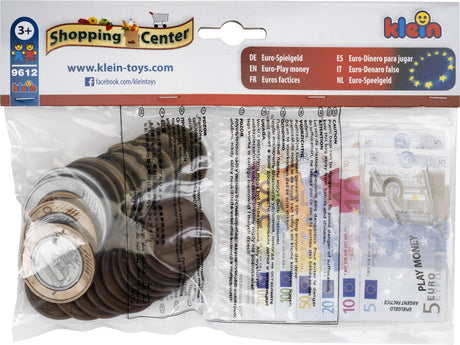 Klein Toys Euro Play Money - 25 pièces de 1 centime à 2 euros et 35 billets de 5 à 500 euros - multicolore