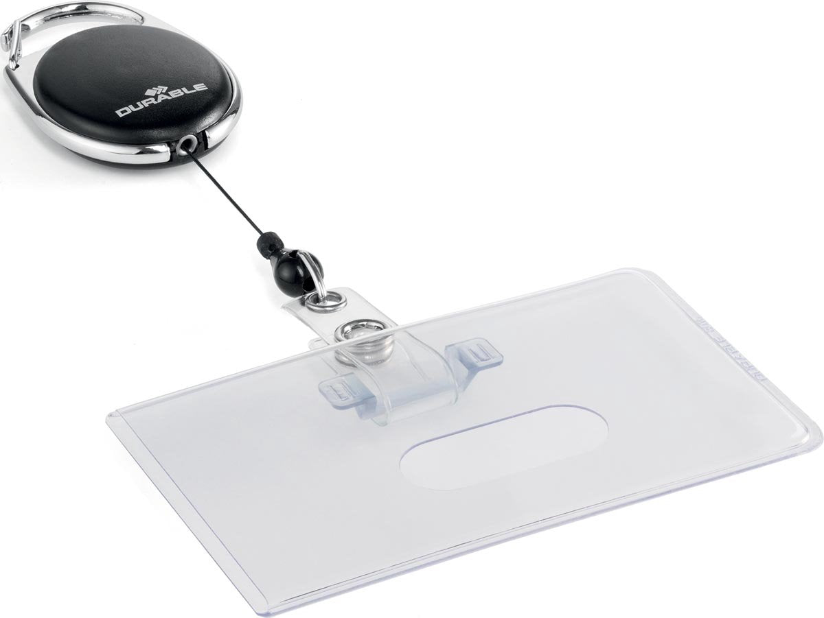 Porte-cartes flexible et durable avec mécanisme d'enroulement, noir