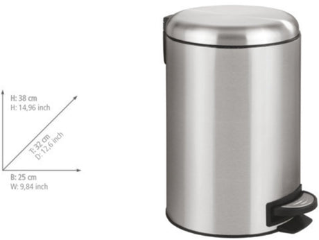 Wenko poubelle à pédale Leman 12 litres en acier inoxydable mat - couvercle à fermeture facile - poubelle - poubelle - poubelle - poubelle - poubelle