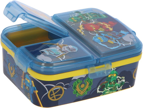 Stor Boîte à lunch pour enfants Lego Ninjago - boîte à lunch avec 4 compartiments pour enfants à partir de 4 ans - passe au lave-vaisselle sans BPA - bleu foncé
