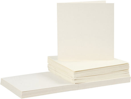 Cartes et enveloppes d'entreprise Creativ, format carte 15x15 cm, format enveloppe 16x16 cm, 110+220 gr, blanc cassé, 50 set 1 boîte