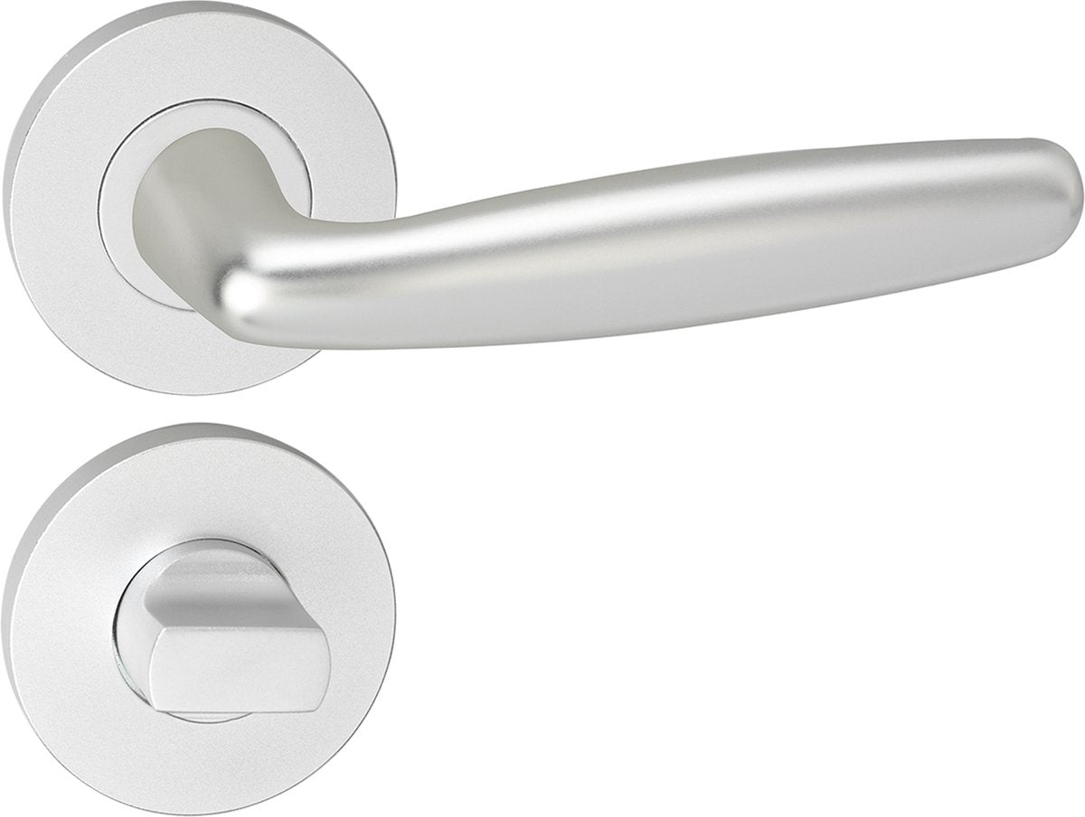 Impresso deurkruk - cambridge - voor binnen - rond met rond toiletrozet - aluminium - 2 stuks